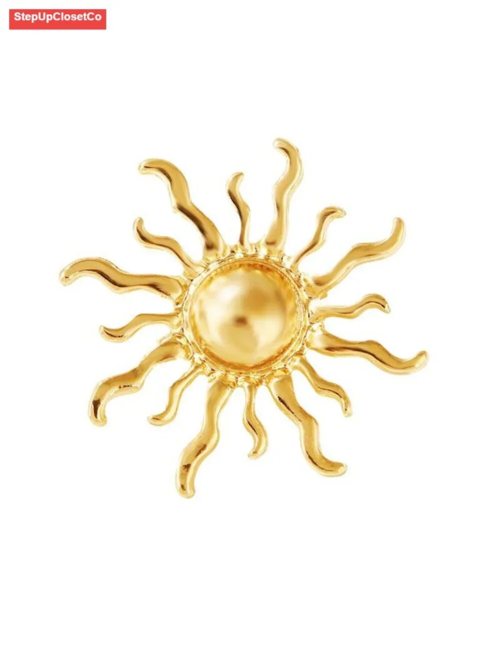 Vintage Gold Plated Sun Flower Brooch Pin Lapel Decor
